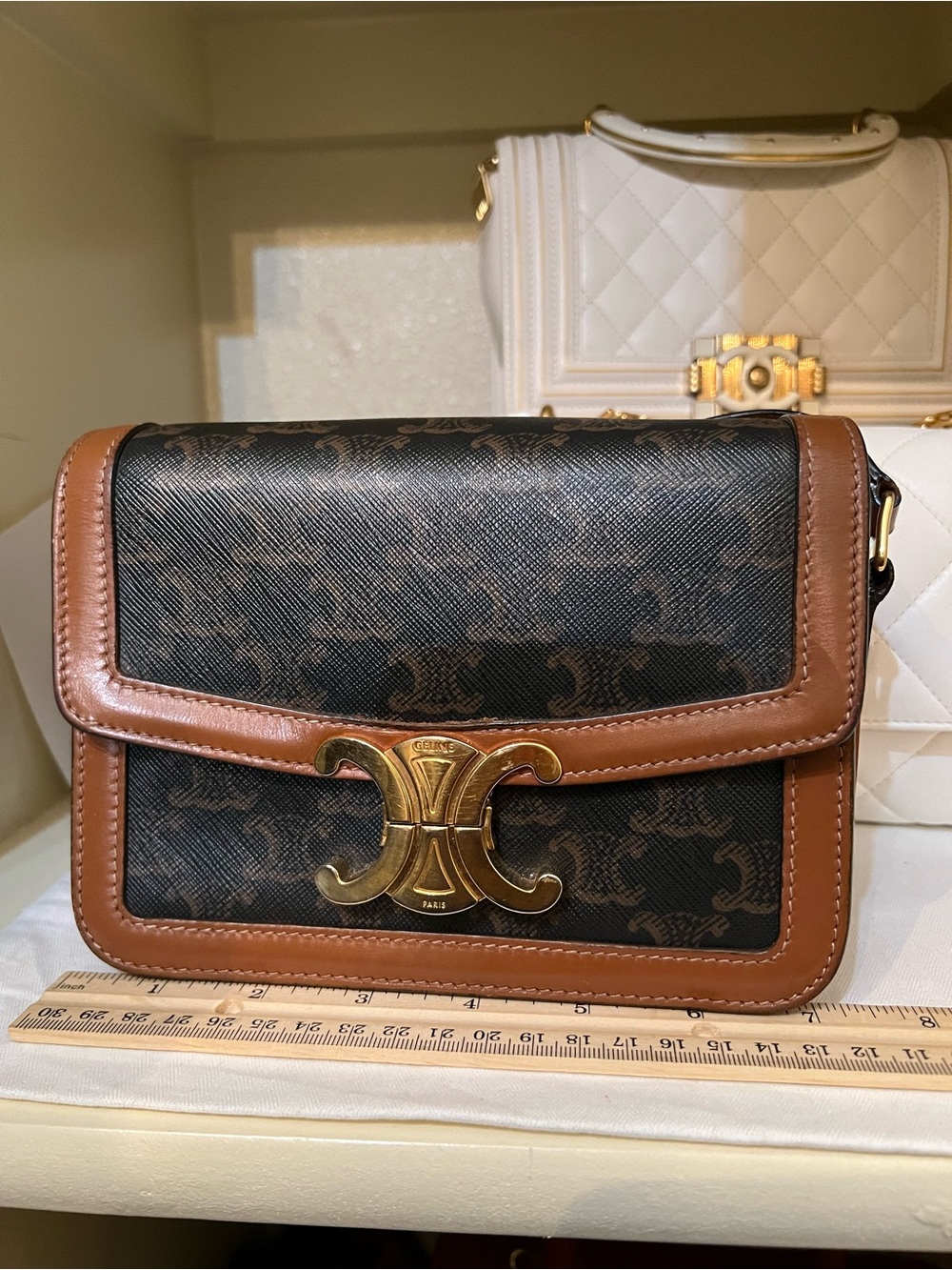 Celine Brown & Black Triomphe Shoulder Bag